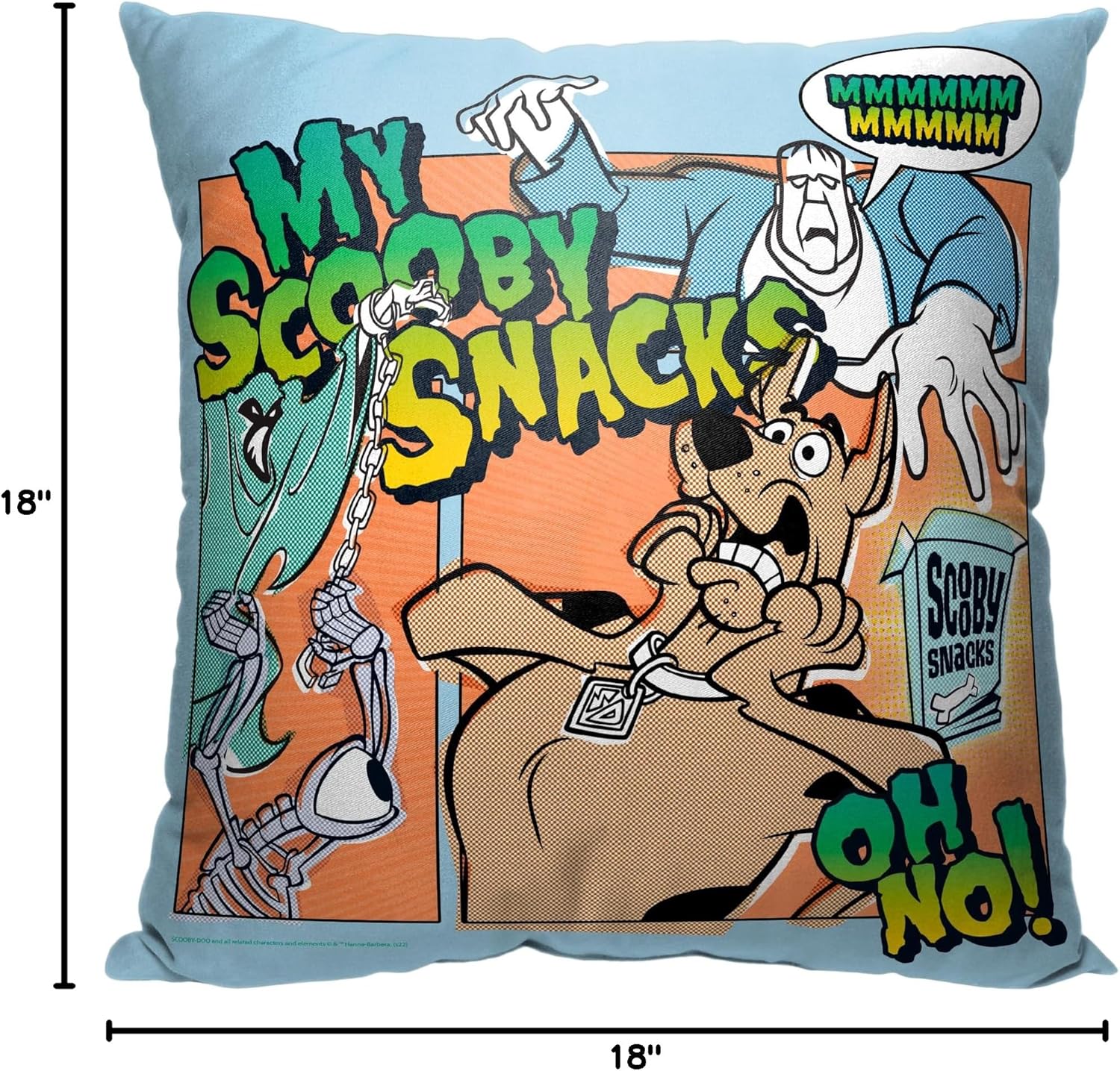 Northwest Scooby Doo Pillow, 18" x 18", Uh Oh My Scooby Snacks