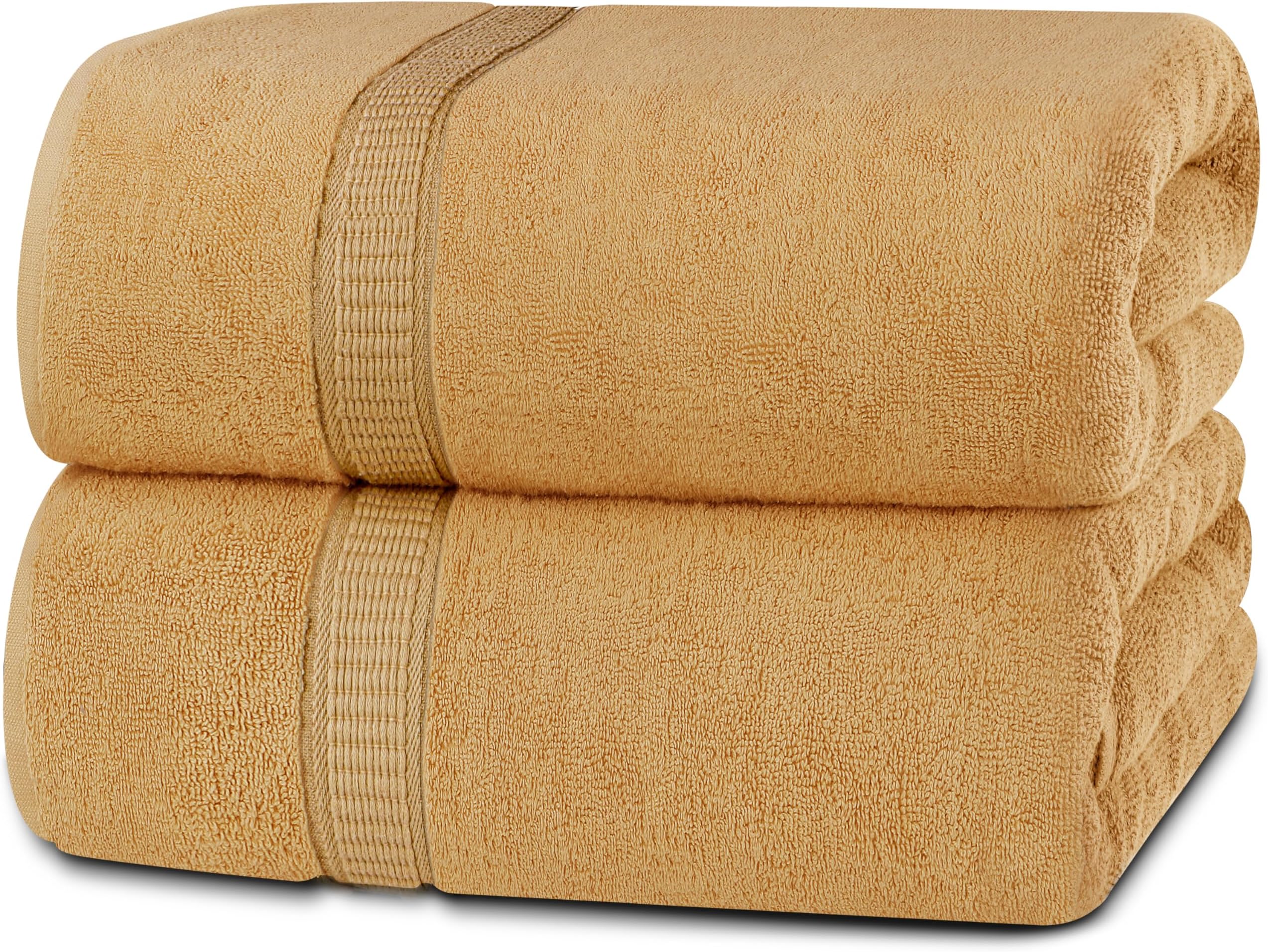 Utopia Towels Luxurious Jumbo Bath Sheet 2 Piece, 600 GSM, 35 by 70 Inches, 100% Ring Spun Cotton, Highly Absorbent and Quick Dry Extra Large Bath Towel, Super Soft Towel, Champagne