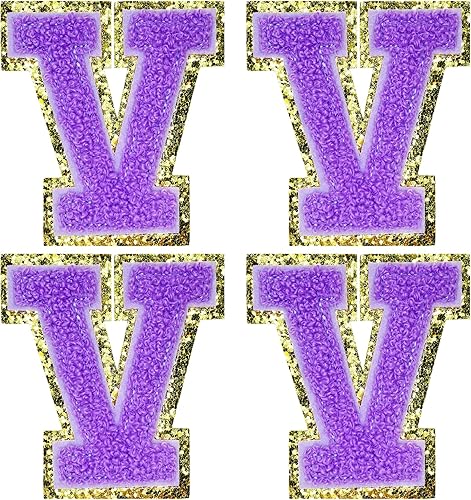 Miniatura 128 de Jongdari Letras termo-adhesivas de felpilla para ropa, parches de letras del alfabeto con brillantina para coser, con adhesivo planchado, 4