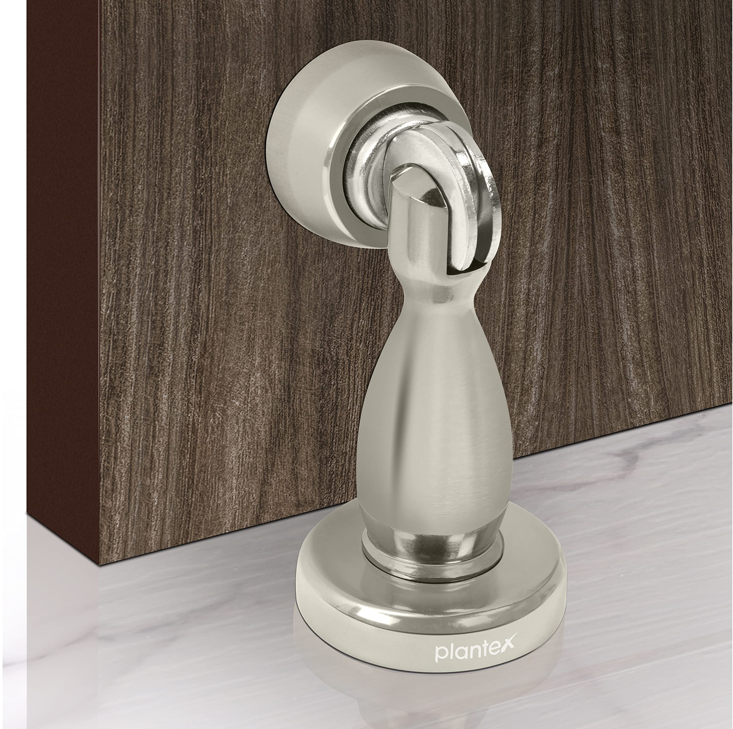 [BRSRMEA3DMIAECD6] Plantex Magnetic Door Stopper/Door Magnet Stopper/Door Stopper for Main Door/Stops for Doors (4 Inch,Silver Matt)