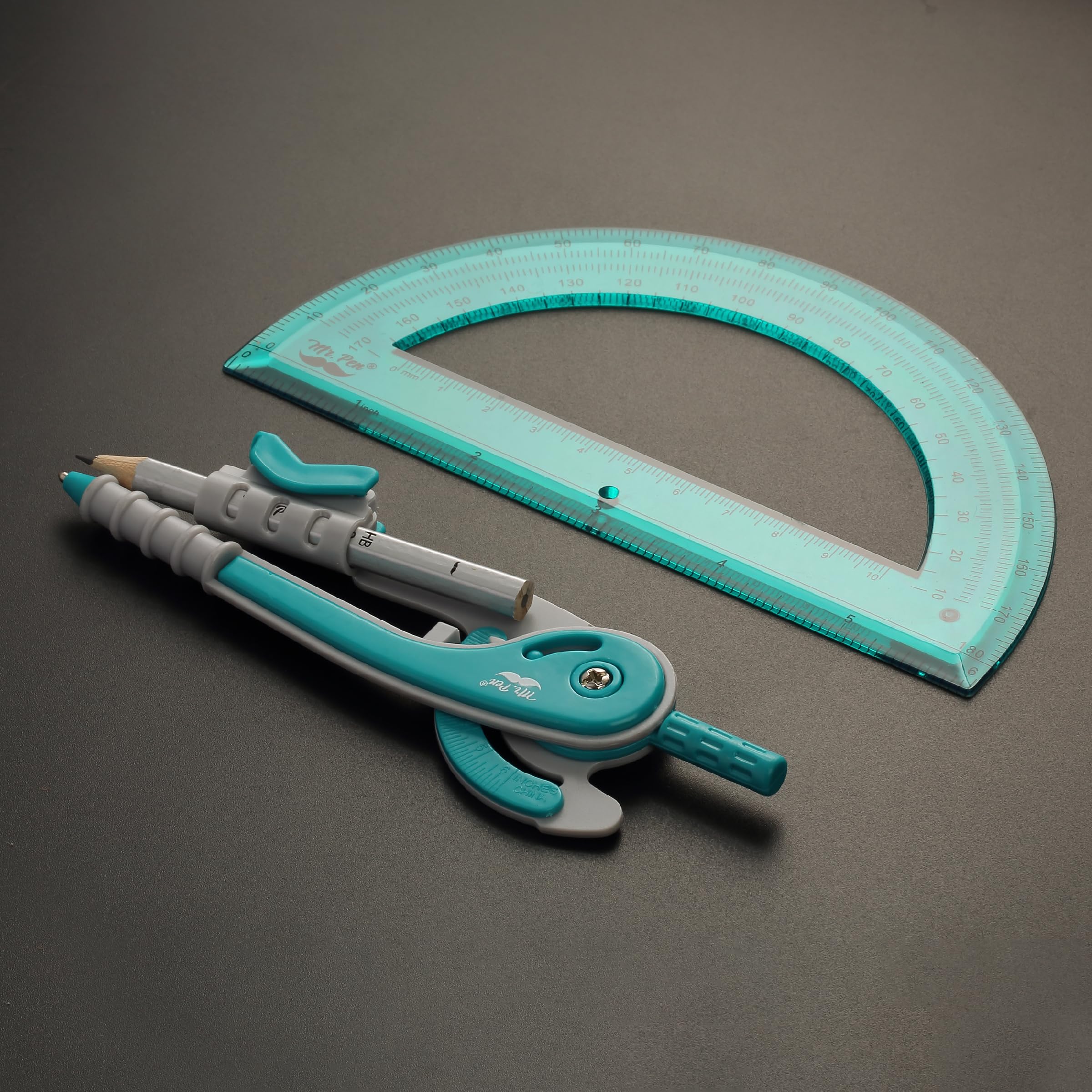Mr. Pen - Set compasso e goniometro, rosa canaglia, strumento geometria bussola, goniometro e bussola, strumento di disegno bussola, bussola da disegno, bussola geometrica, bussola matematica per