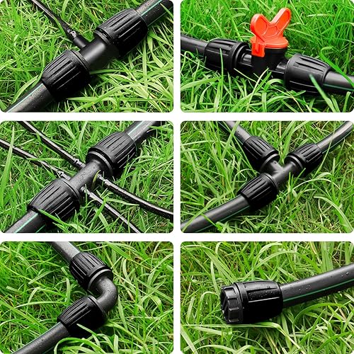 Miniatura 2 de Kit de accesorios de riego por goteo para tubos de 12 pulgada, juego de 20 piezas de conectores de tuerca bloqueada de púas anticaída de 12