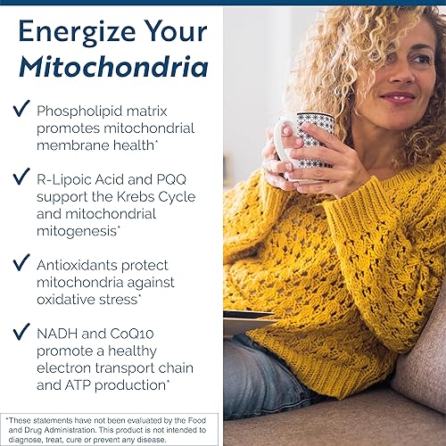 Miniatura 2 de Researched Nutritionals ATP 360 - Complejo de energía mitocondrial y celular - Suplemento de ácido lipoico R, fosfatidilcolina, NADH, PQQ y CoQ10