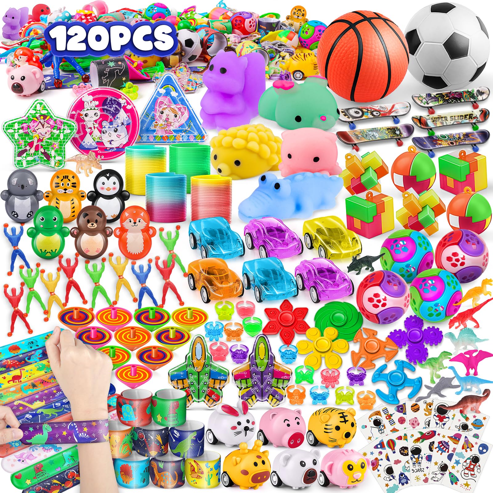Amy & Benton 120Stücke Mitgebsel Kindergeburtstag, Gastgeschenke für Jungen und Mädchen, Pinata Füllung Spielzeug, Mitgebsel für Geburtstagstüten Kinder, Give Aways Kindergeburtstag