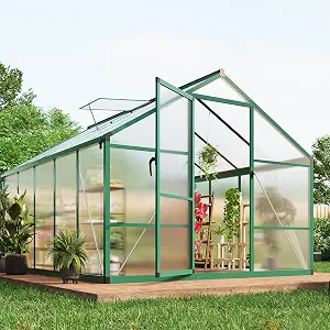 Garvee 8 x 10 FT Greenhouse with Aluminum Frame and Polycarbonate Panels