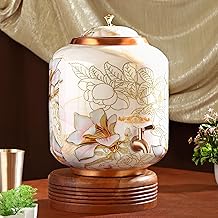 cWc CROCKERY WALA & COMPANY Pure Copper Water Dispenser – 4 litres | Meena Gold Finish | Handmade Copper Matka for Home & Office | Ayurvedic Tamra Jal Storage Pot with Tap