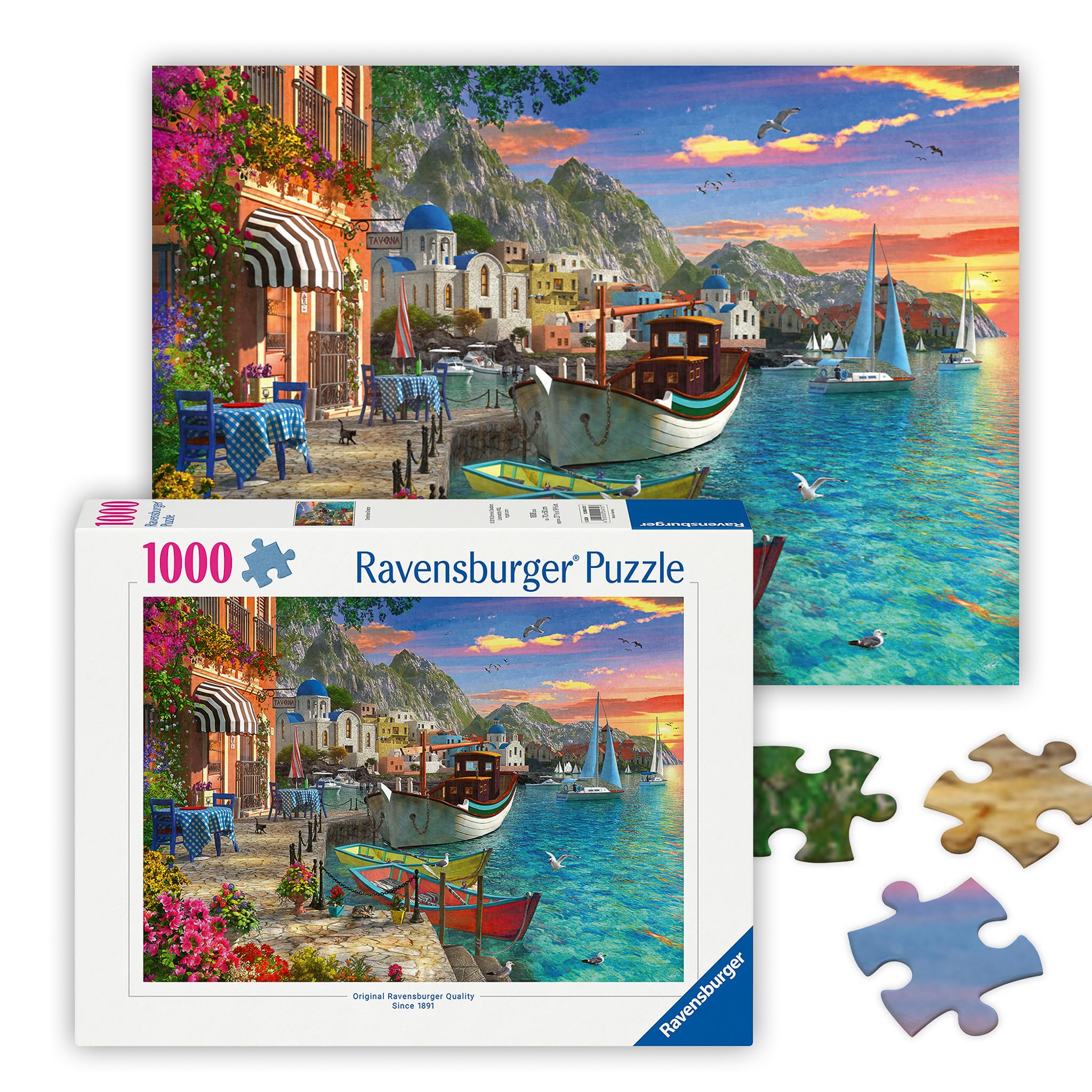 RavensburgerGrandiose Greece - 1000 Piece Jigsaw Puzzle - Stunning, Exciting Coastal Sunrise Over Town - Bold Colors - Enticing Scene - Ideal Gift - Frameable Art - Puzzles for AdultsThe Forest Stewardship Council