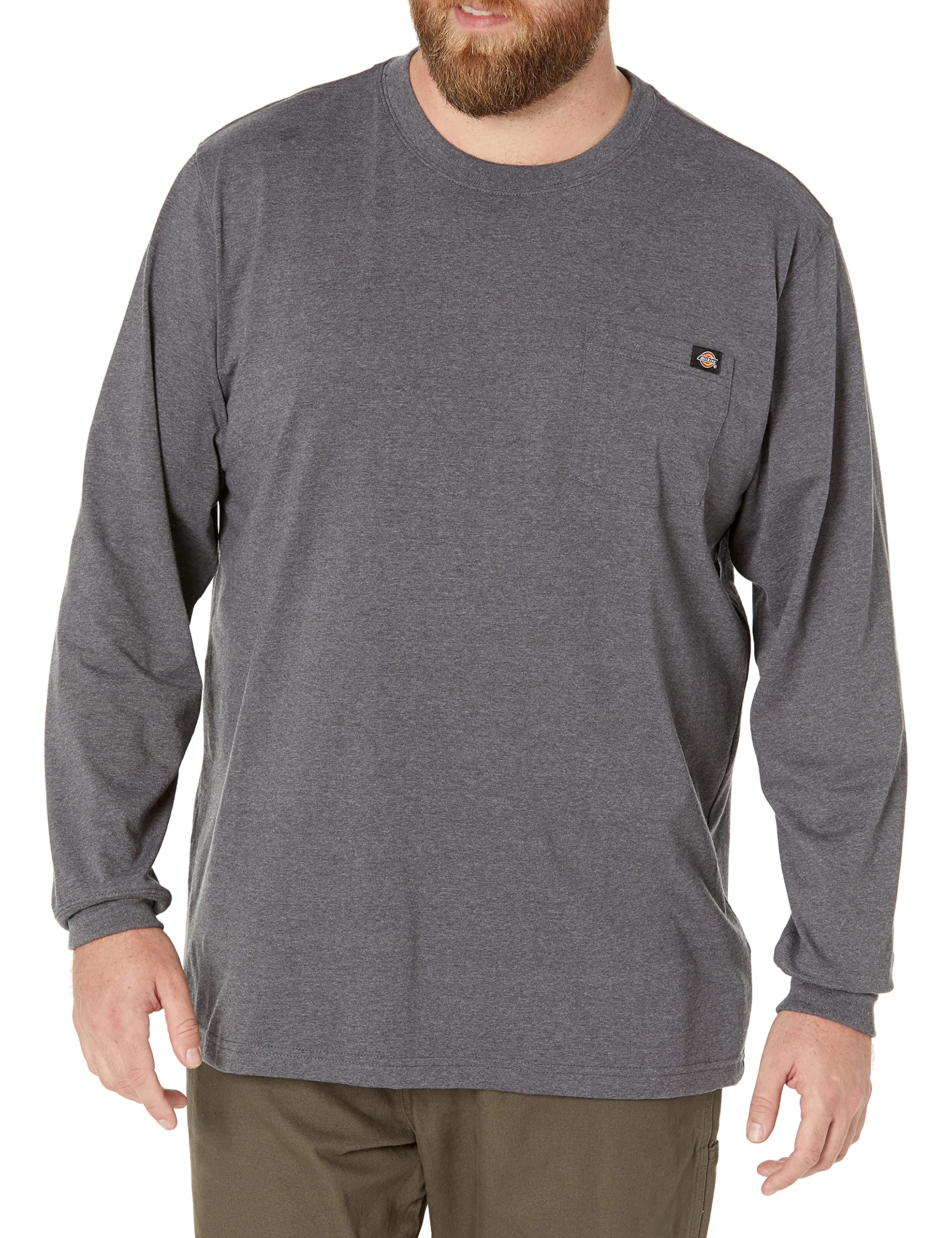 Dickies Big and Tall Men's Long Sleeve Heavyweight Crew Neck, Charcoal Gray Heather, XXL Tall