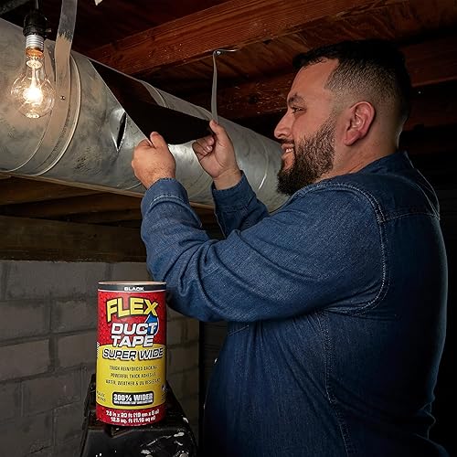 Miniatura 4 de Cinta adhesiva flexible, súper ancha, 7.5 pulgadas x 20 pies, negro, resistente, multisuperficie, resistente al agua, a la intemperie y a los rayos