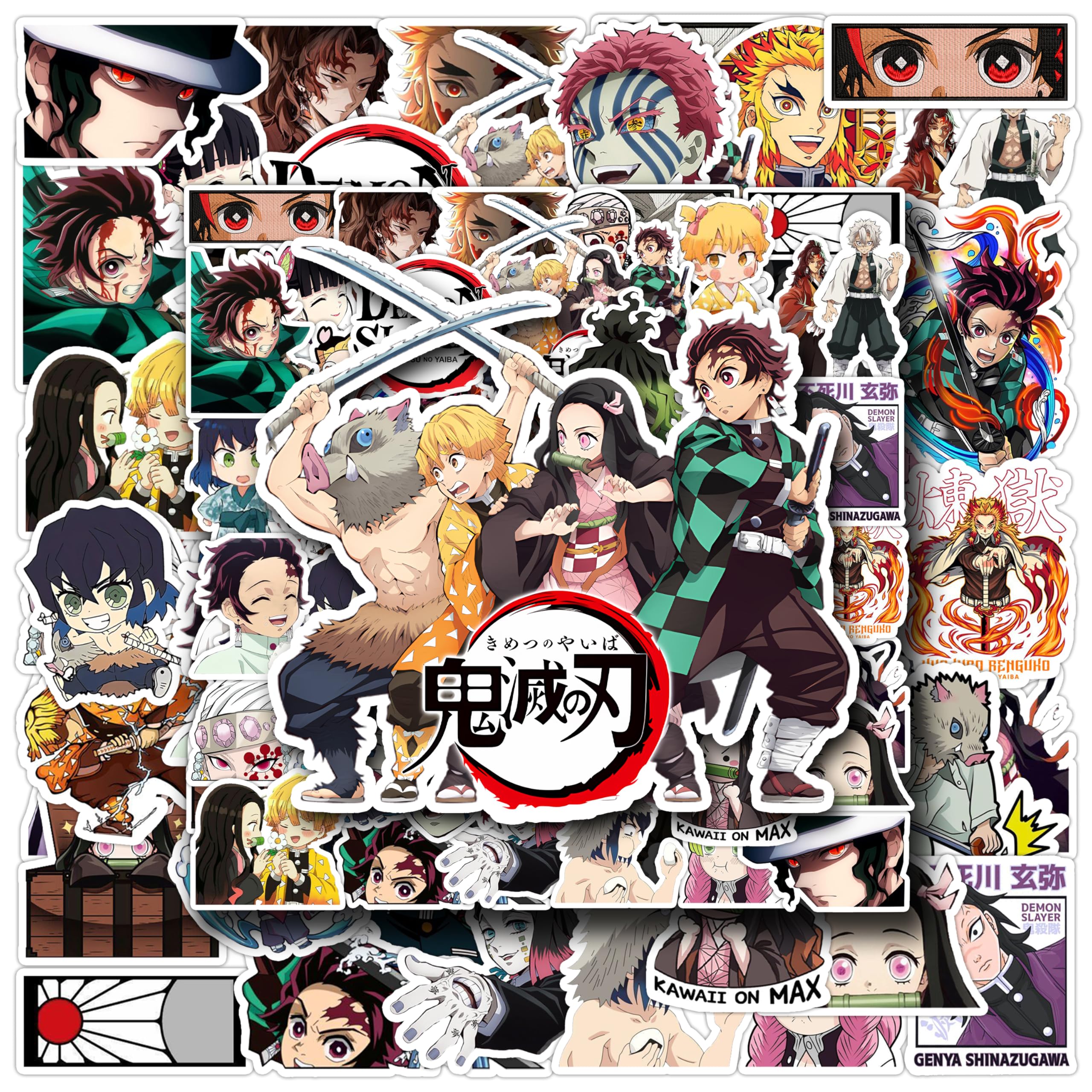 Pack of 64 - Demon Slayer Anime Sticker - Waterproof Vinyl Anime Decals for Laptop, Water Bottle, Phone & Luggage-image-6