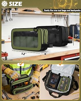 Marscamd 2 Pack Tool Pouch with Dual Compartments, 12 Tool Bag