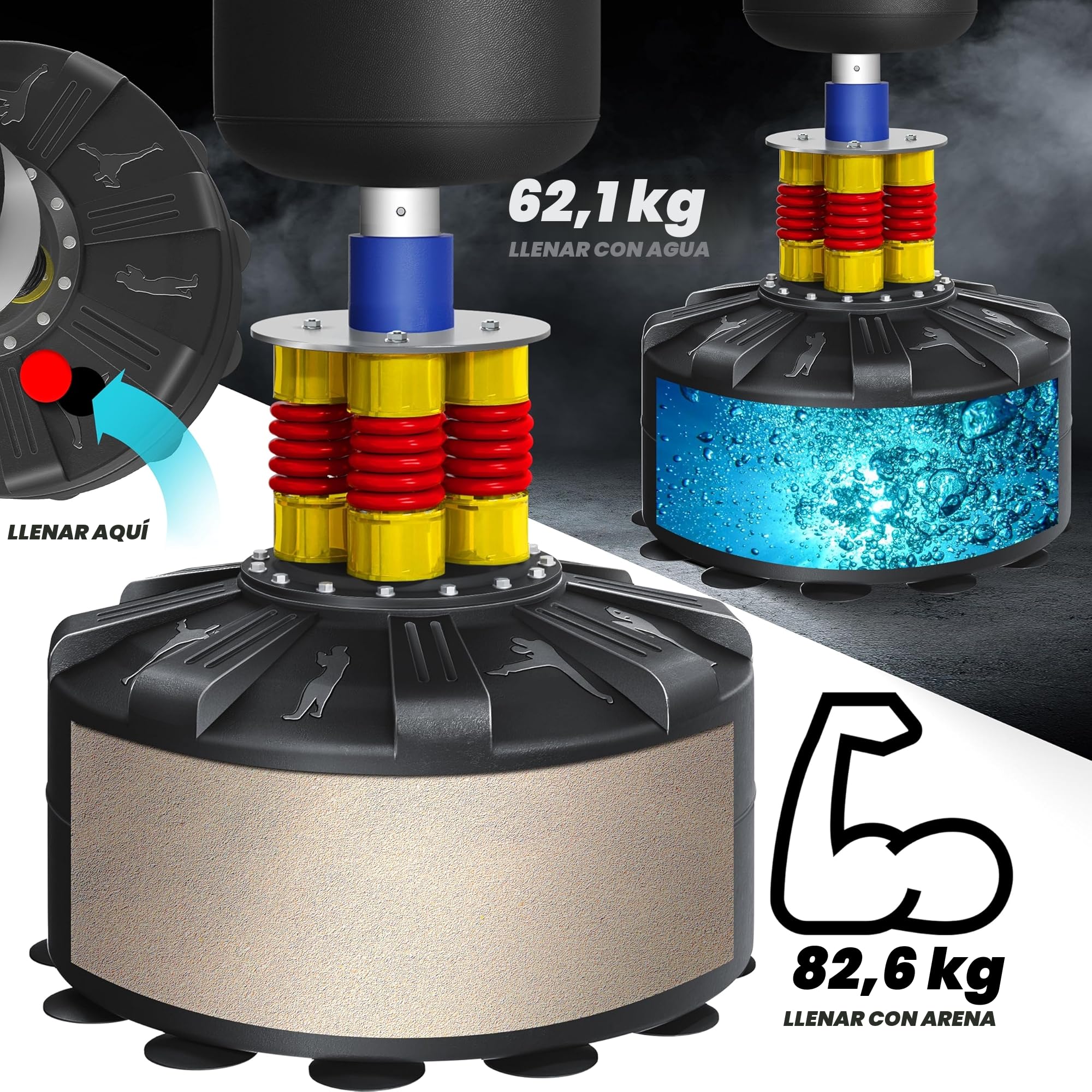 KESSER® Saco de boxeo de pie para adultos con guantes de boxeo + cuerda para saltar, saco de kickboxing, saco de boxeo de pie MMA Boxing Partner Boxing Trainer Fitness Punching Bag con base de succión