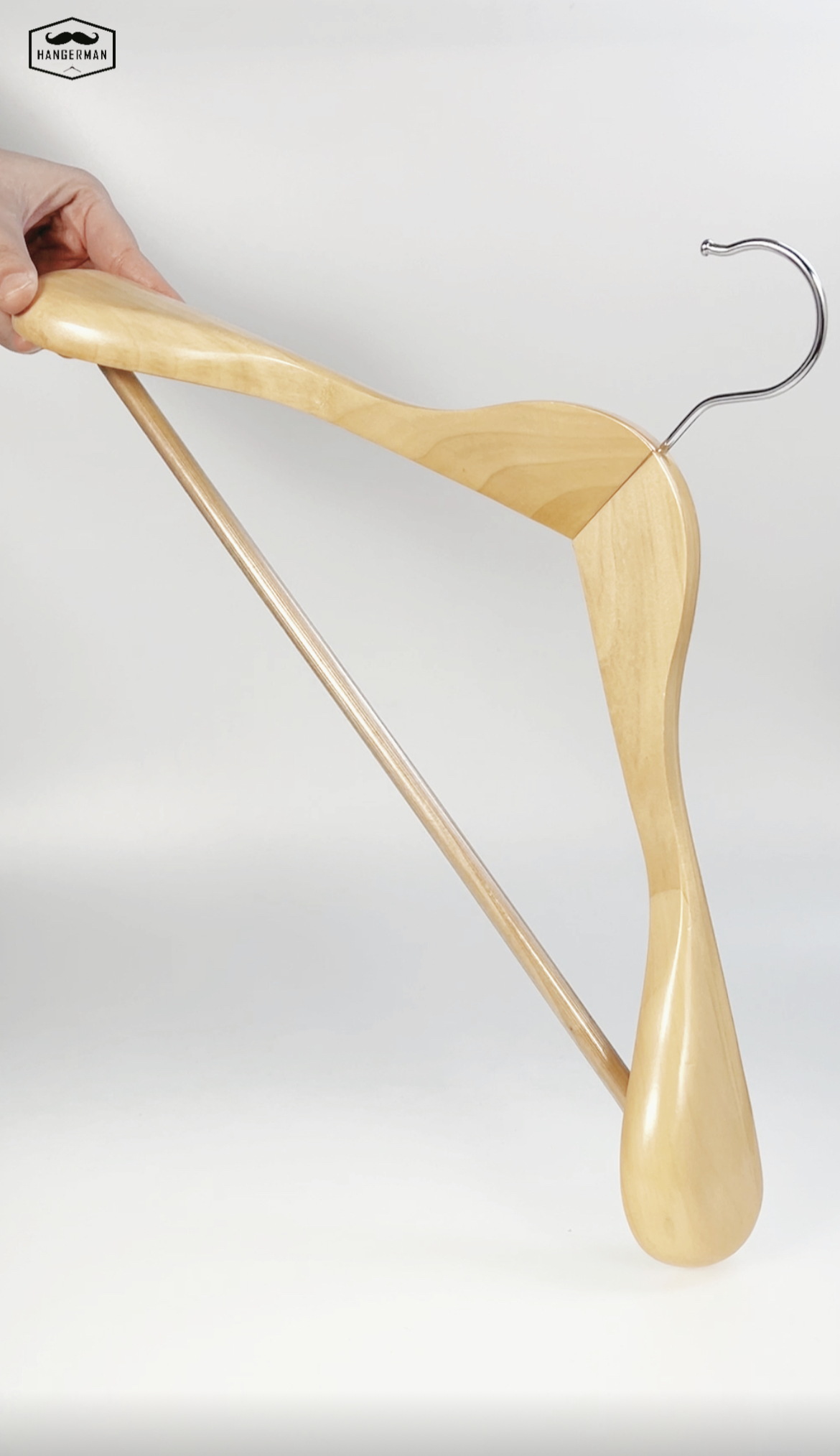 Grucce In Legno Chiaro Tradineur – Confezione Da 3 Con Gancio Girevole 360° E Anello, 44,2 X 25,6 X 1 Cm