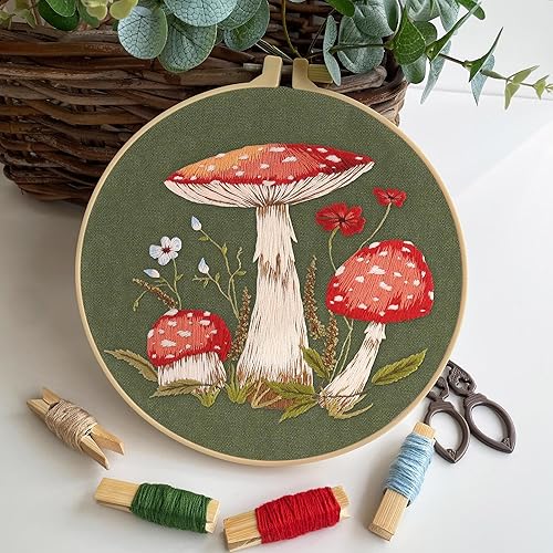 Miniatura 4 de Myfelicity Kit de bordado de 3 juegos para principiantes, kit de inicio de patrón de flores, costura a mano, kit de punta de aguja para adultos,