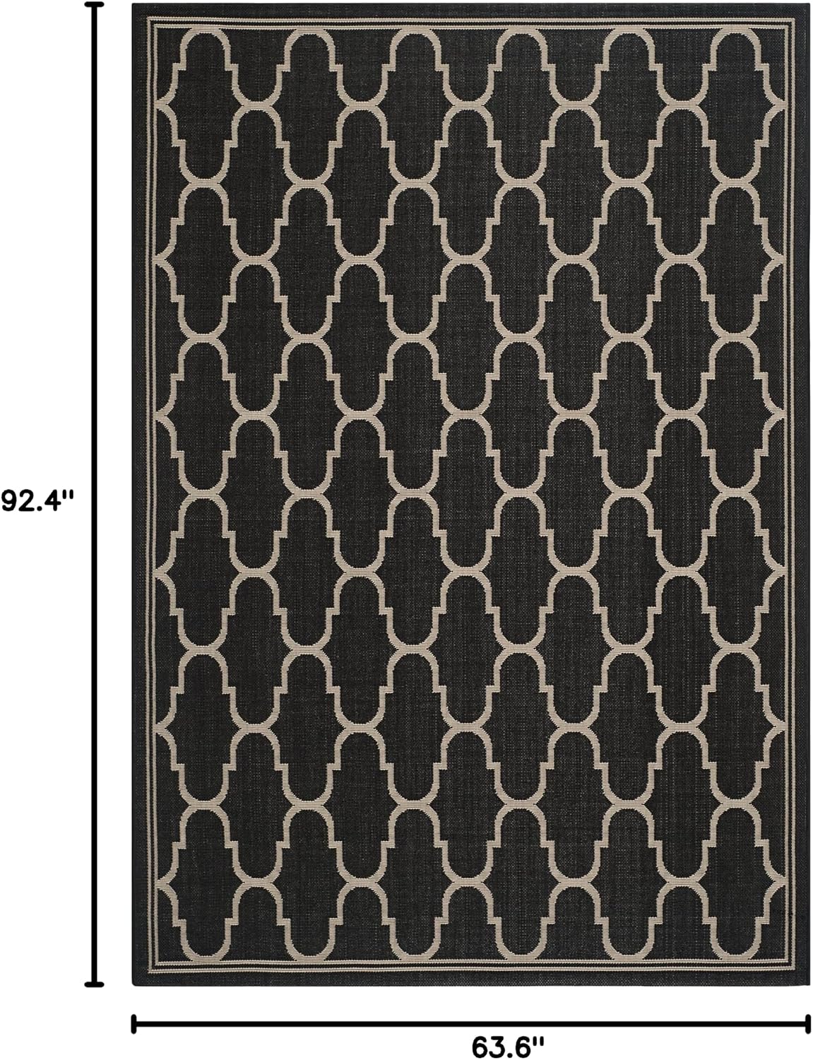 SAFAVIEH Washable Rug Outdoor Courtyard Collection - 5'3" x 7'7", Black & Beige, Non-Shedding & Easy Cleaning, Ideal for Patio, Backyard, Mudroom (CY6016-266)