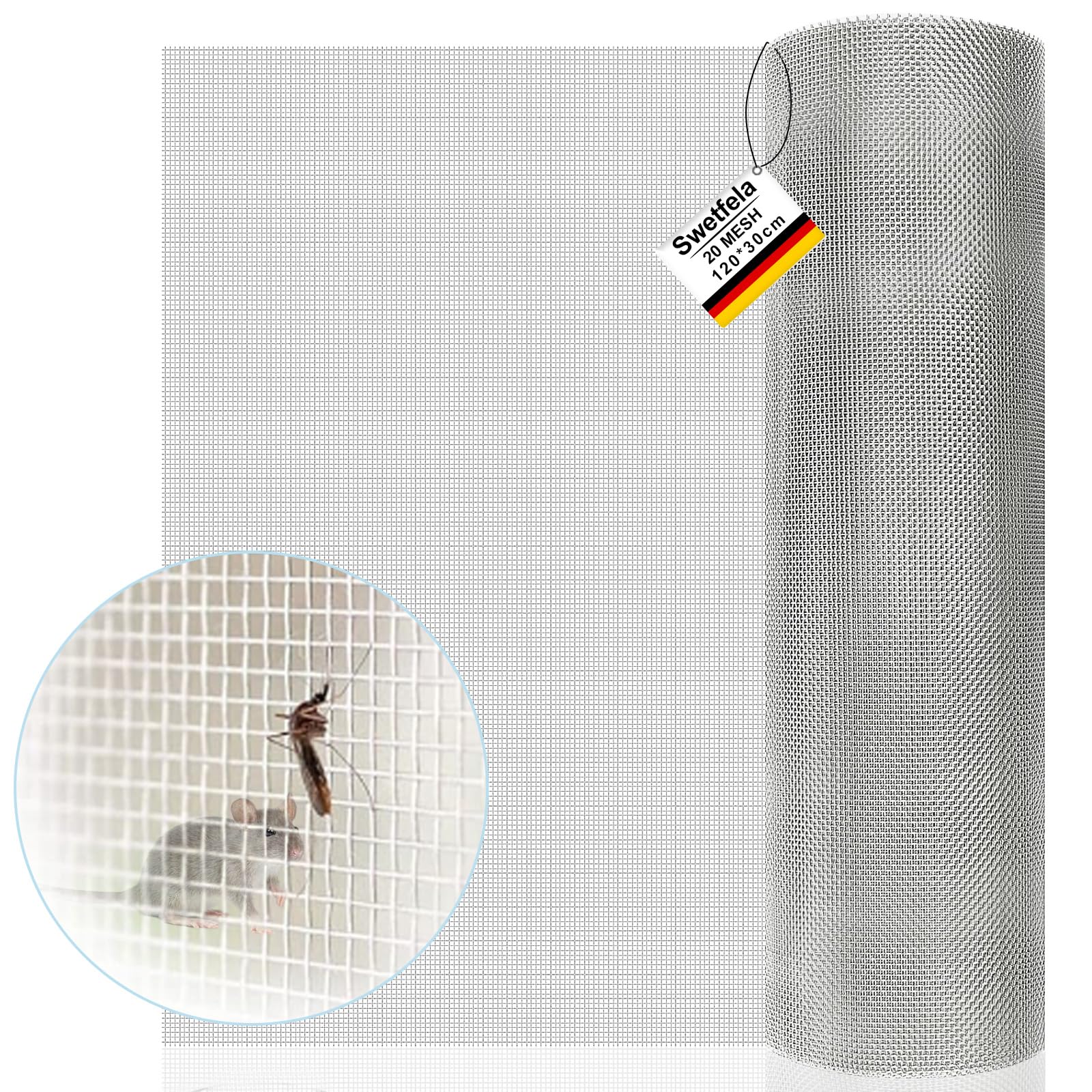 2x Edelstahl Drahtgewebe 20 Mesh – 35x120cm, Feinmaschig, 0,9mm, Für Insektenschutz & DIY