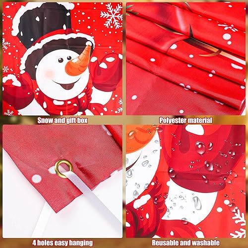 Miniatura 3 de Augisteen Cartel de Navidad para puerta de muñeco de nieve, cartel de invierno con texto en inglés "Let It Snow", cartel de Navidad para puerta