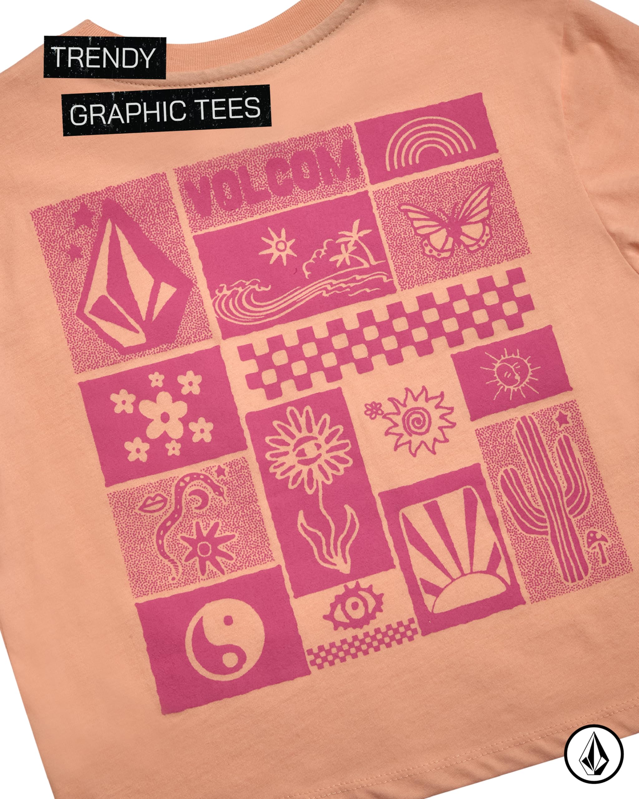 Volcom Mädchen-Shirts – lässiger Rundhalsausschnitt, kurzärmelig, grafisches T-Shirt, trendige Tops, atmungsaktive Sommerkleidung für Mädchen