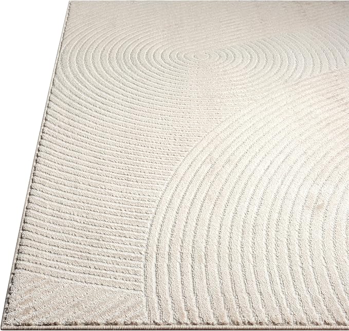 Tapete decorativo beige neutro 243x183 cm diseño geométrico miniatura 7