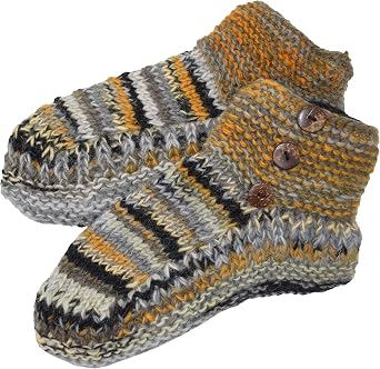 Gheri Mens Fleece Lined Multicolored Knitted Woolen Slipper Socks