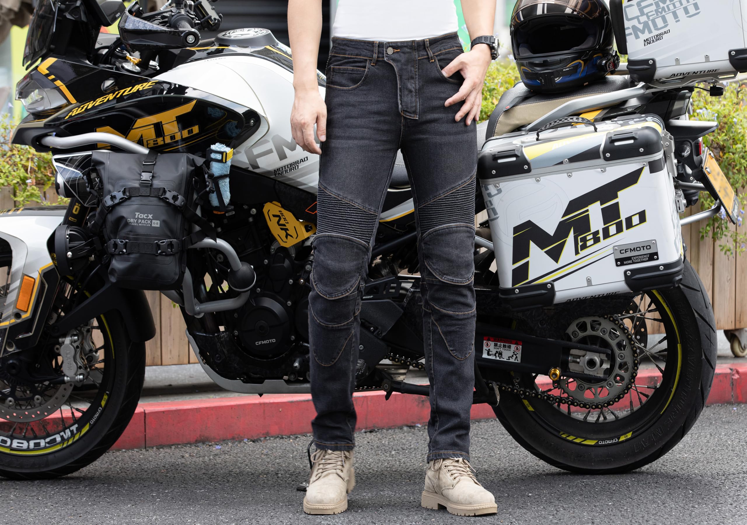 Motorradhose Herren mit Protektoren Elastische Denim Riding Hosen mit CE-Schutz
