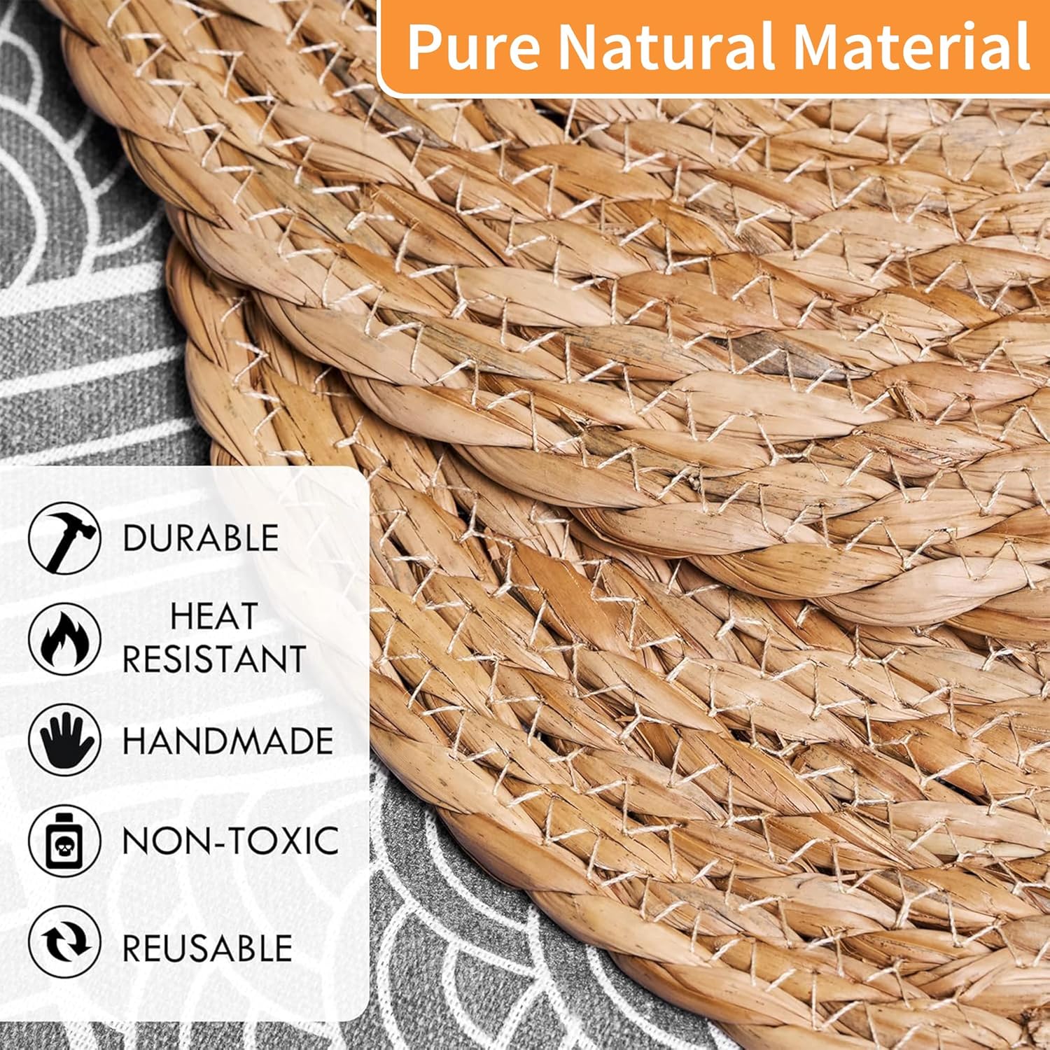 13.5'' Round Woven Placemats Set of 10, Boho Rattan Chargers for Dinner Plates, Round Rattan Placemats,for Dining Table,Wedding, Farmhouse,Outdoor and Christmas