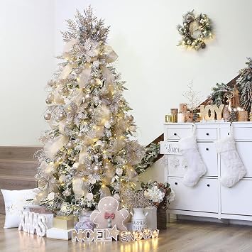Sea Team 24-Pack Artificial Glitter Cypress Twig Ornaments, Champagne