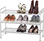 SimpleHouseware 3-Tier Sacs de chaussures en mesh empilables avec étagères pour 9 Paires de rangement de chaussures, blanc