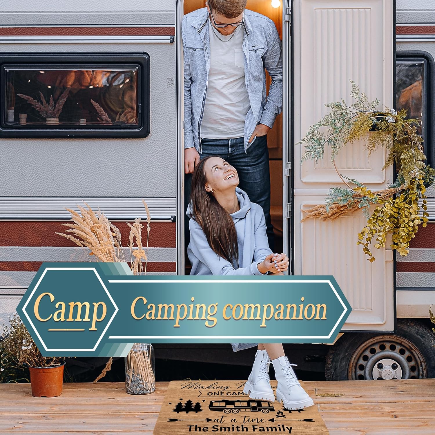 Camping Outdoor Door Mat Personalized Name, Personalized Name in Rv Door Mats for Outdoor Camping Lovers, Custom Camping Door Mat with Name for Rv Outside, Custom Camping Doormats for Camping