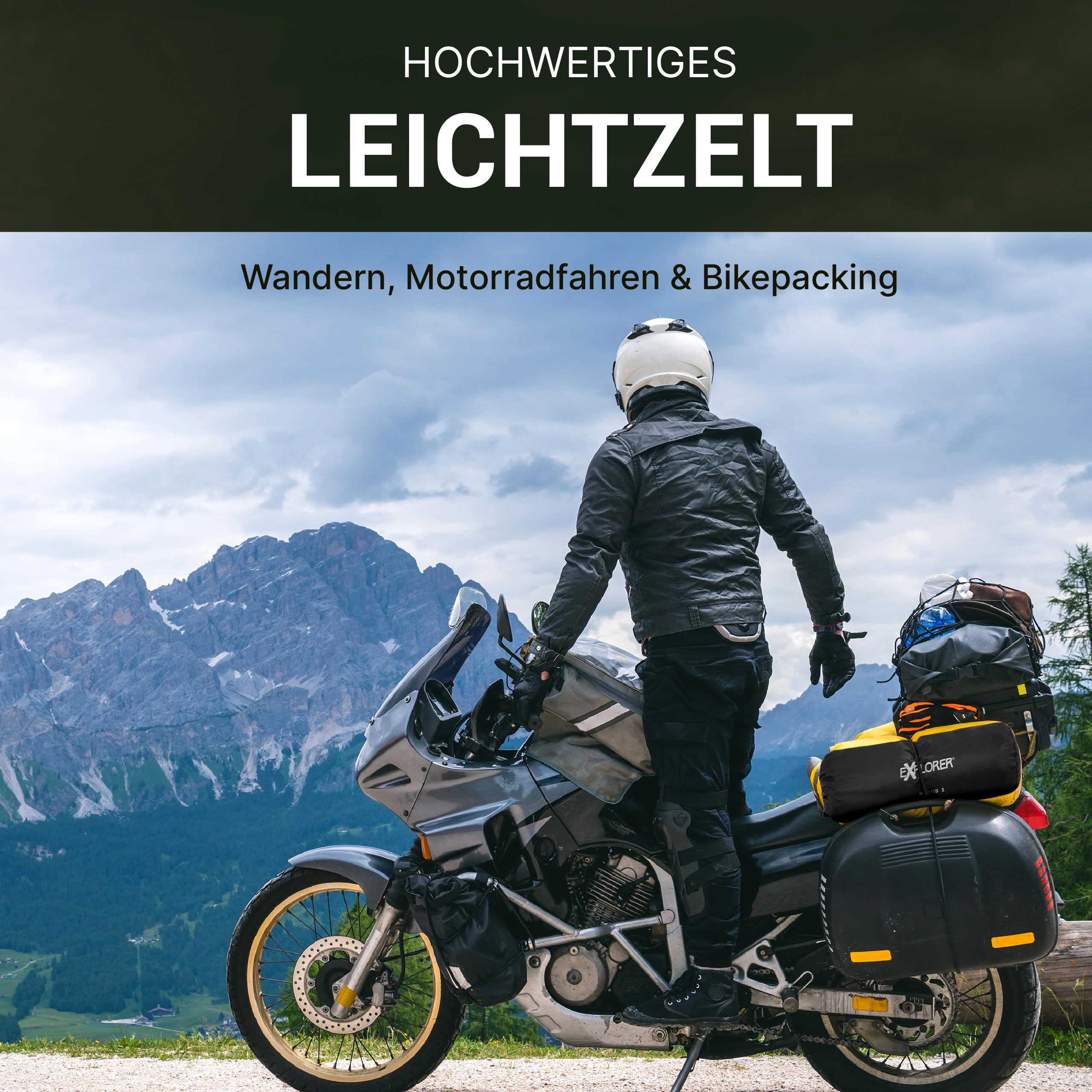 EXPLORER Namib 1 & 2 Personen Zelt kleines Packmaß Ultraleicht für Fahrrad oder Motorrad Reise 1-2 Personen 3000mm Wassersäule mit separatem Innenzelt Wandern Trekking Camping