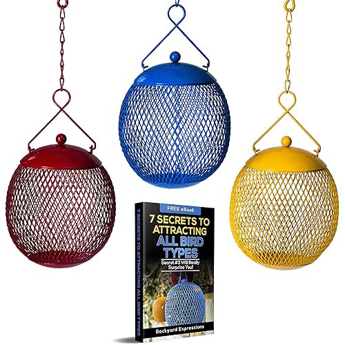 Backyard Expressions 3-Pack Metal Mesh Bird Feeders for Outdoors –