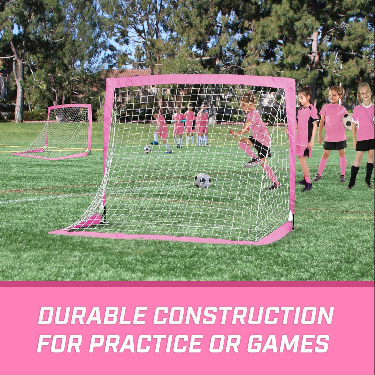 GoSports 4 x 3 ft Portable Soccer Goals for Kids - 13 Colors - Set of 2 Team Tone Pop Up Nets for Backyard