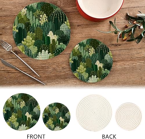 Miniatura 44 de Trivets for Hot Dishes Pots and Pans 2 PC Pot Holders Heat Resistant Cotton Round Potholders for Kitchen Countertop Decorative Autumn Maple Leaves