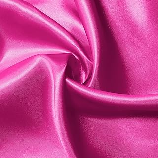 KKJIAF Hot Pink Satin Fabric 10 Yard, 63" Wide Shiny Silky Fabric for Dress, Shirts, Table Runner, Napkin, Tablecloth, Wedding Decor, DIY Crafts