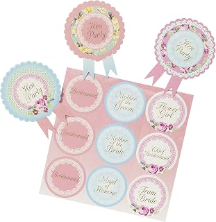 Talking Tables Truly Hen Hen Party Rosette Badge for a Hen Party, Multicolor (6 Pack)