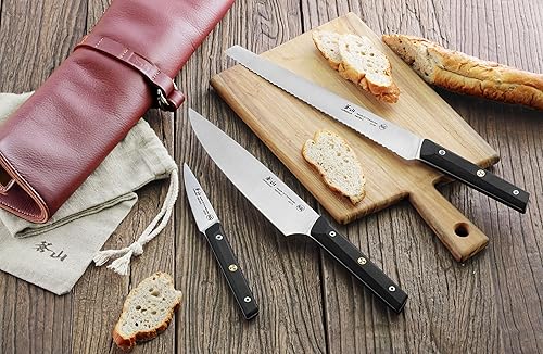 Miniatura 7 de Cangshan TG Series 62304 Juego de rollos de acero 12C27 sueco de 4 piezas para cuchillos de cuero