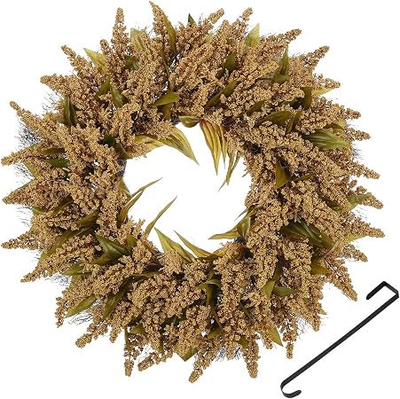 Huadanbor Fall Wreath, 24" Wreaths,Artificial Heather Berry Wreaths for Front Door, Used for Thanksgiving, Farmhouse or Room Indoors,Outdoors, corridors, Offices (Brown)