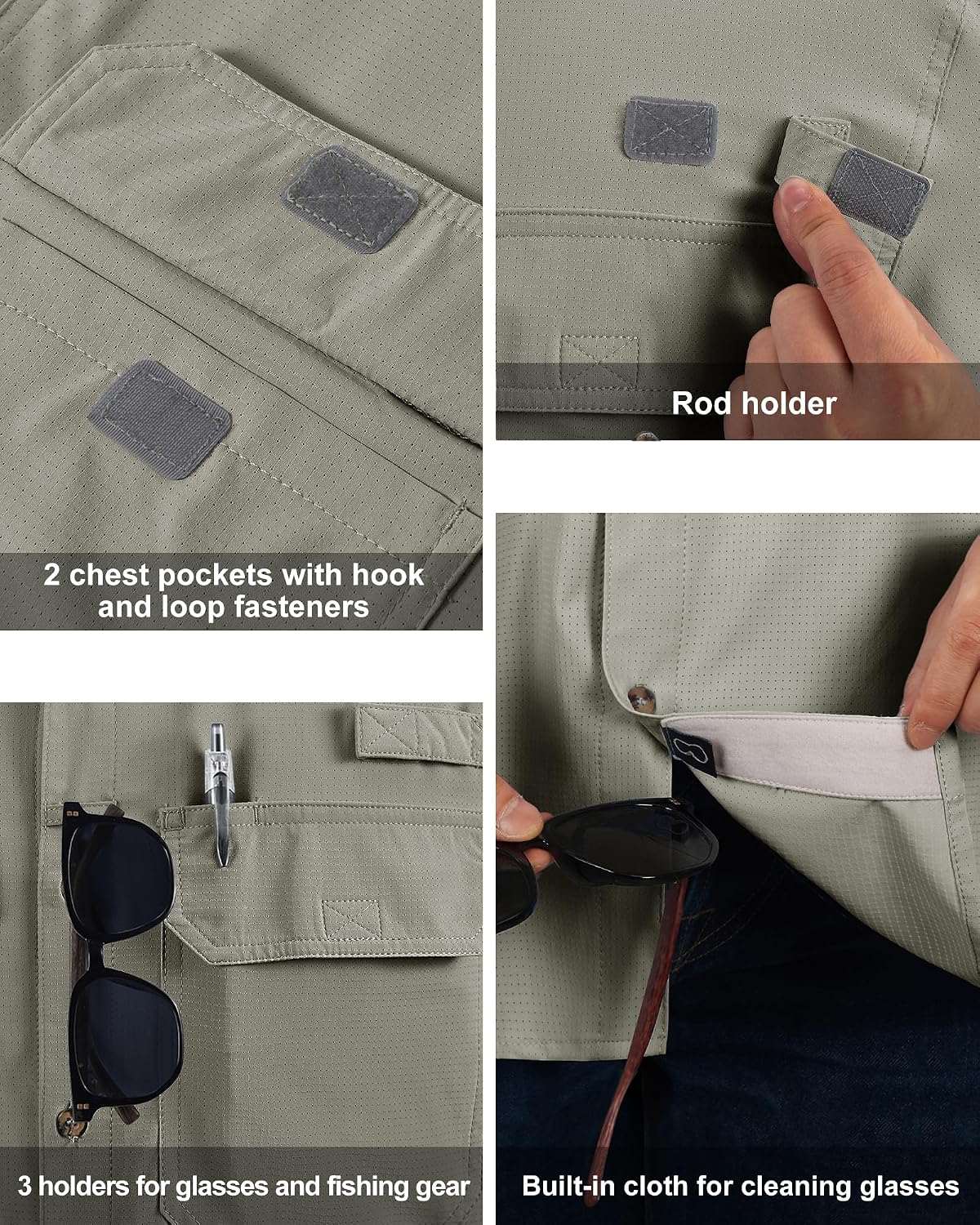 33,000ft Men's UPF 50+ UV Short Sleeve Hiking Fishing Shirt Quick Dry Cooling PFG Sun Protection Shirt for Travel Safari
