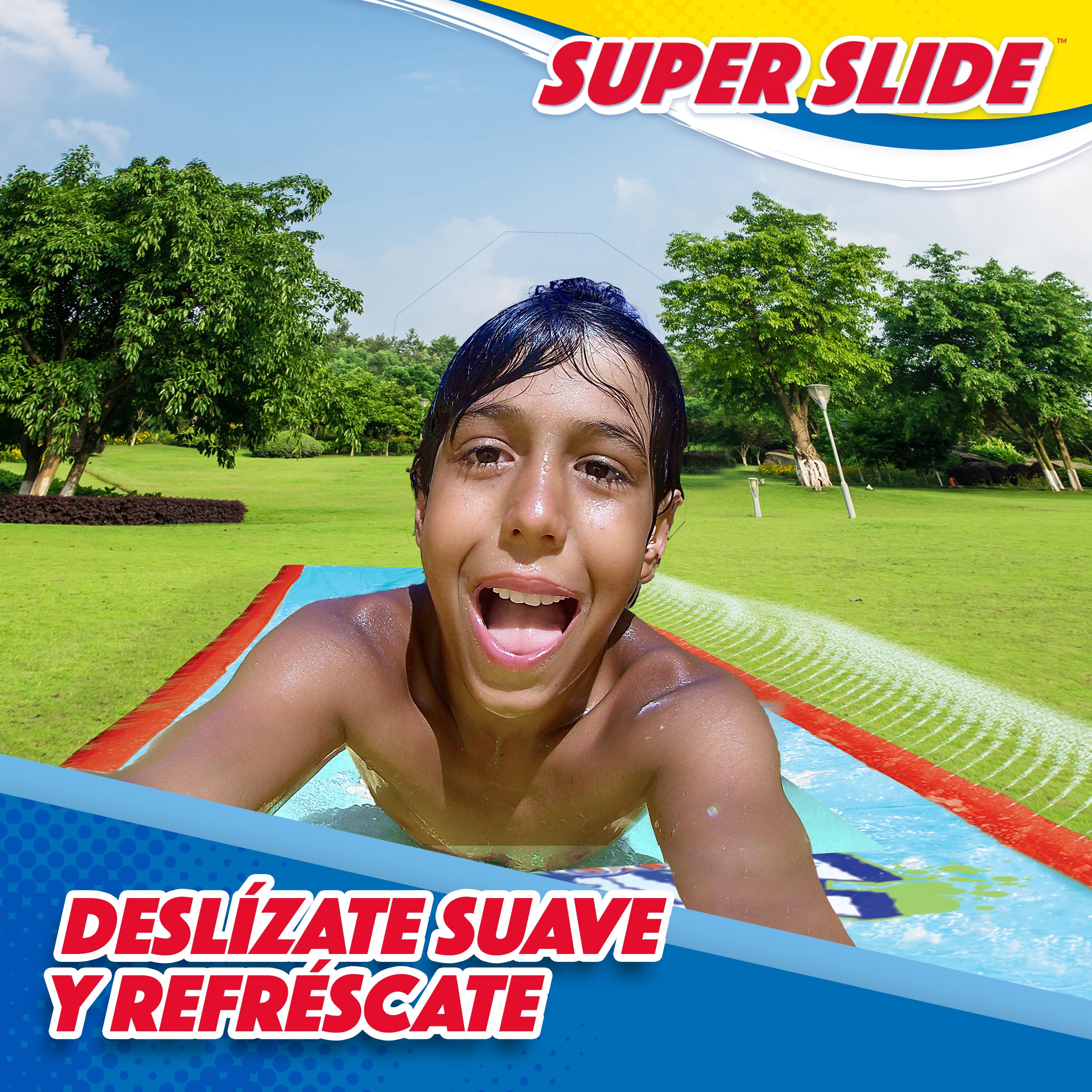 Wahu - SUPER SLIDE - Tobogán Acuático de 7,5 m para Juegos de Jardín - Juguetes Niños 5 Años - Con Sistema de Rociado - Fácil de Instalar - Regalo Niño 5 Años para el Verano