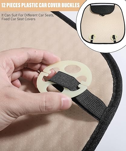 Miniatura 3 de Zlirfy - Juego de 12 fundas de asiento de automóvil, ganchos de metal para placa de ciruela, accesorios de funda de asiento de automóvil, 6 fundas