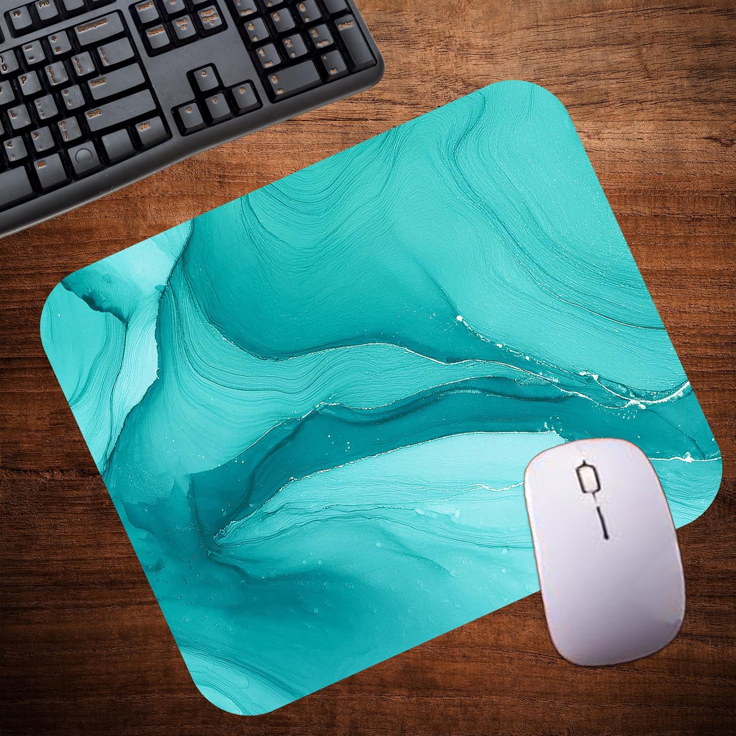 Aqua Blue Marble Agate Mouse Pad Mat Mousepad for Desk Computer Laptop PC Gaming Home or Office Gift Marbled Abstract (Aqua MP55) image 4
