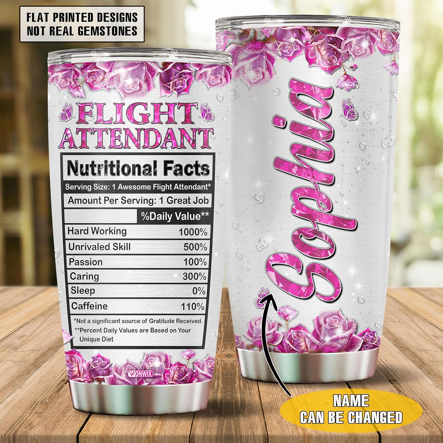 Personalized Flight Attendant Gifts For Women Wife Daughter Mom Insulated 20oz Stainless Steel Coffee Cup Travel Mug Tumbler Water Bottle with Lid Christmas Birthday Mother's Day Valentine