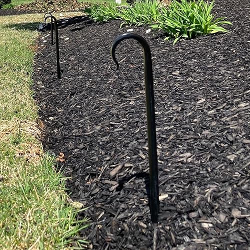 Vista 9 de Boxwood and Mum Handmade Garden Hose Holder, Wrought Iron Garden Hose Guard Stakes, Water Hose Guide Stake with Hook, Metal and Expandable Garden