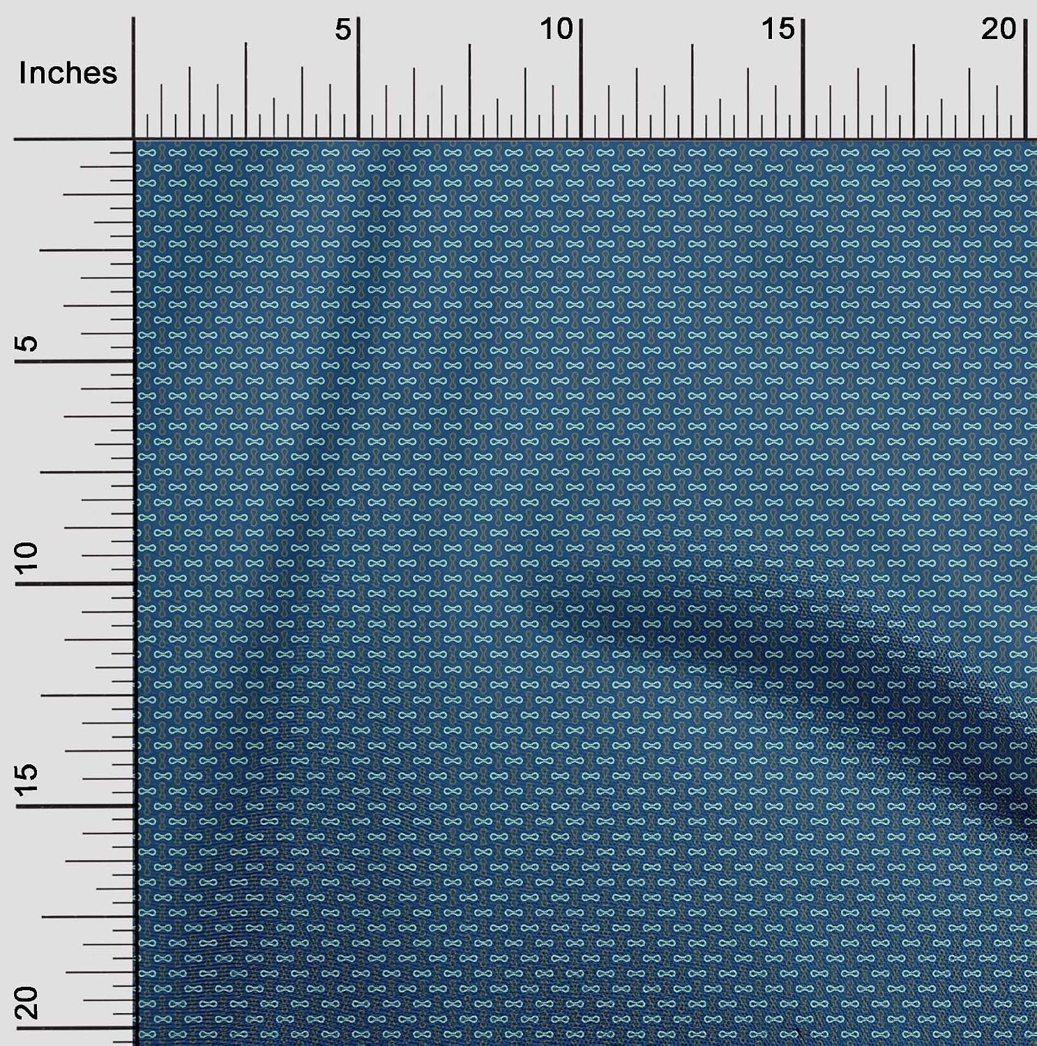 oneOone Georgette Viscose Blue Fabric Maze Style Geometric Sewing Craft Projects Fabric Prints by Yard 42 Inch Wide