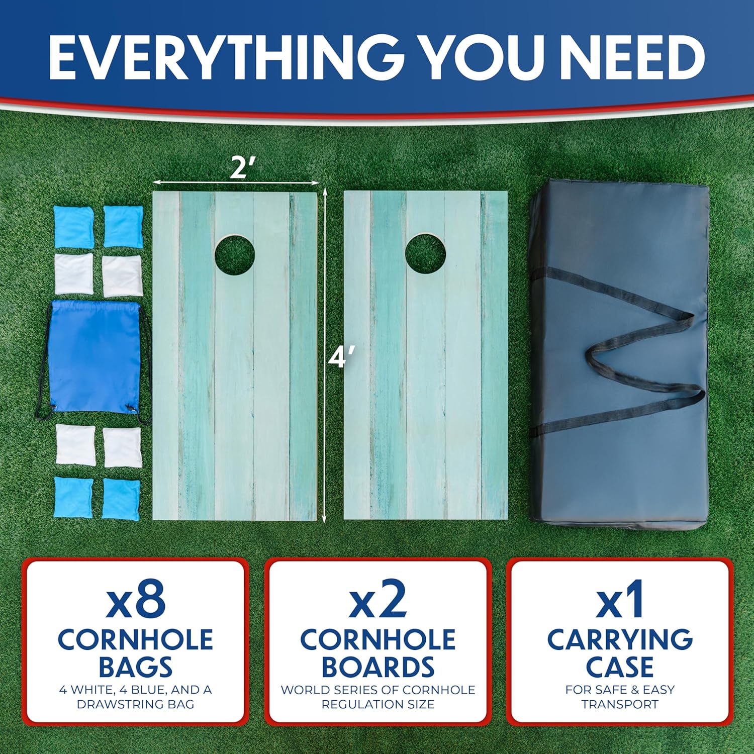 World Series of Cornhole Regulation Size Cornhole Boards – Lightweight & Durable All-Wood Construction | Backyard Bean Bag Toss Set | Rugged Outdoor Game for Tailgates, BBQs, & Backyard Battles