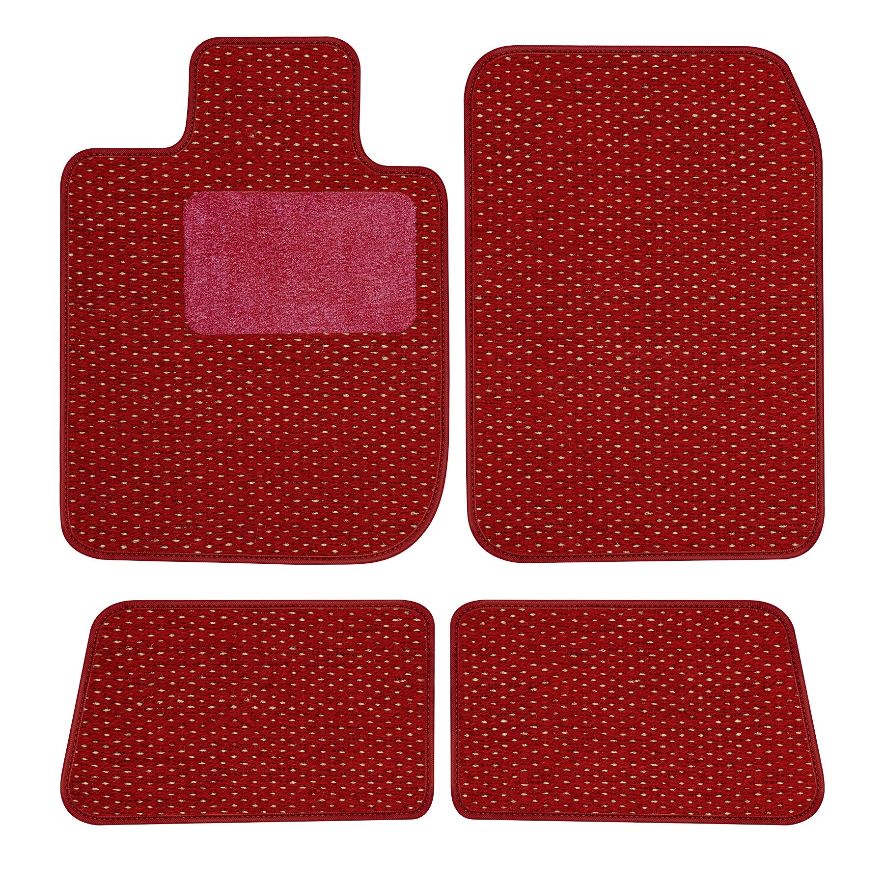 B&B Autosport E60914-S1A-COCO-RDWT Floor Mats, Coco RED-White, 4 pc set
