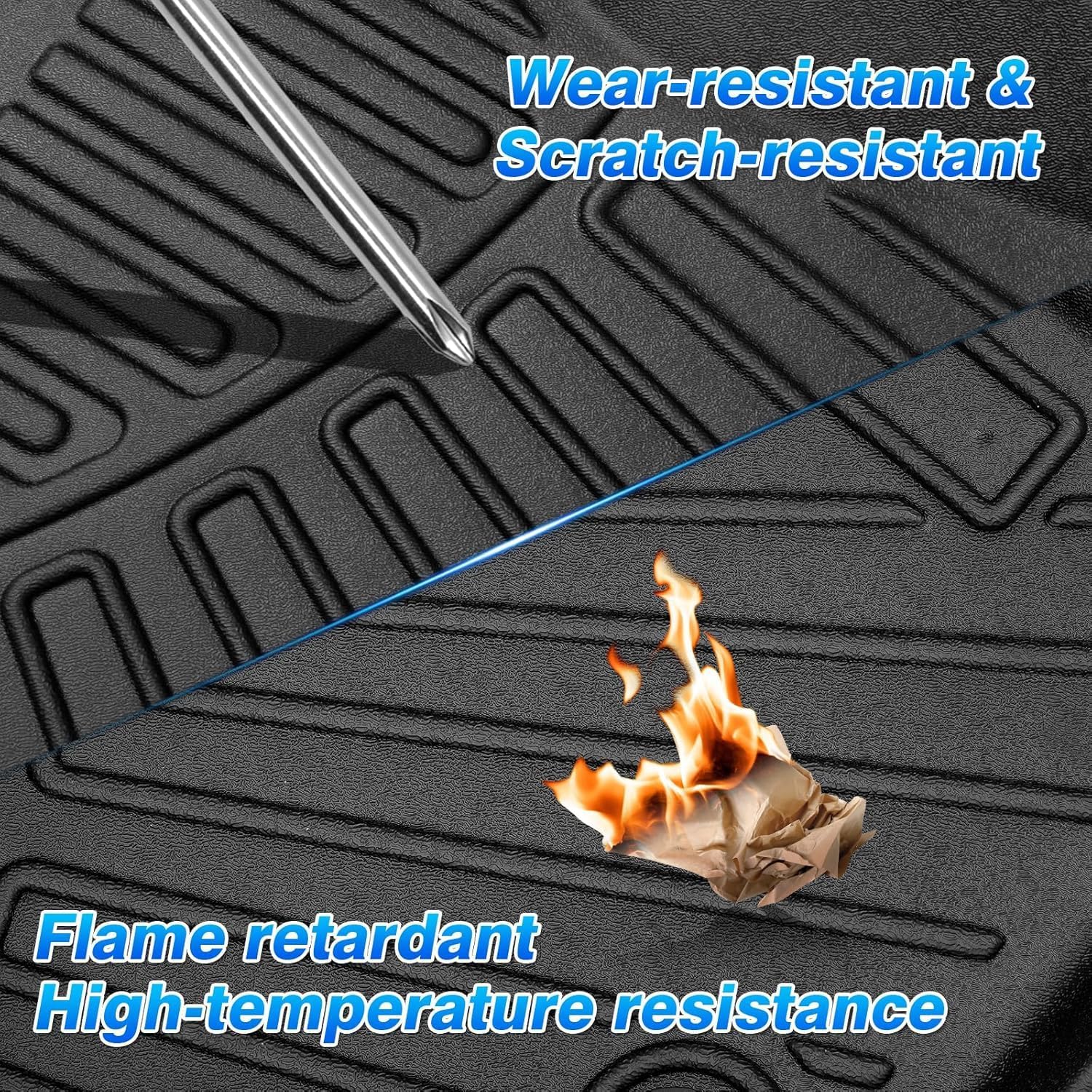 Cartist Floor Mats Fit for 2014-2018 Chevy Silverado & GMC Sierra 1500 Crew Cab;2015-2019 Silverado/Sierra 2500HD/3500 HD (Only fit Crew Cab),All Weather TPE Custom Fit Silverado Accessories - Image 6