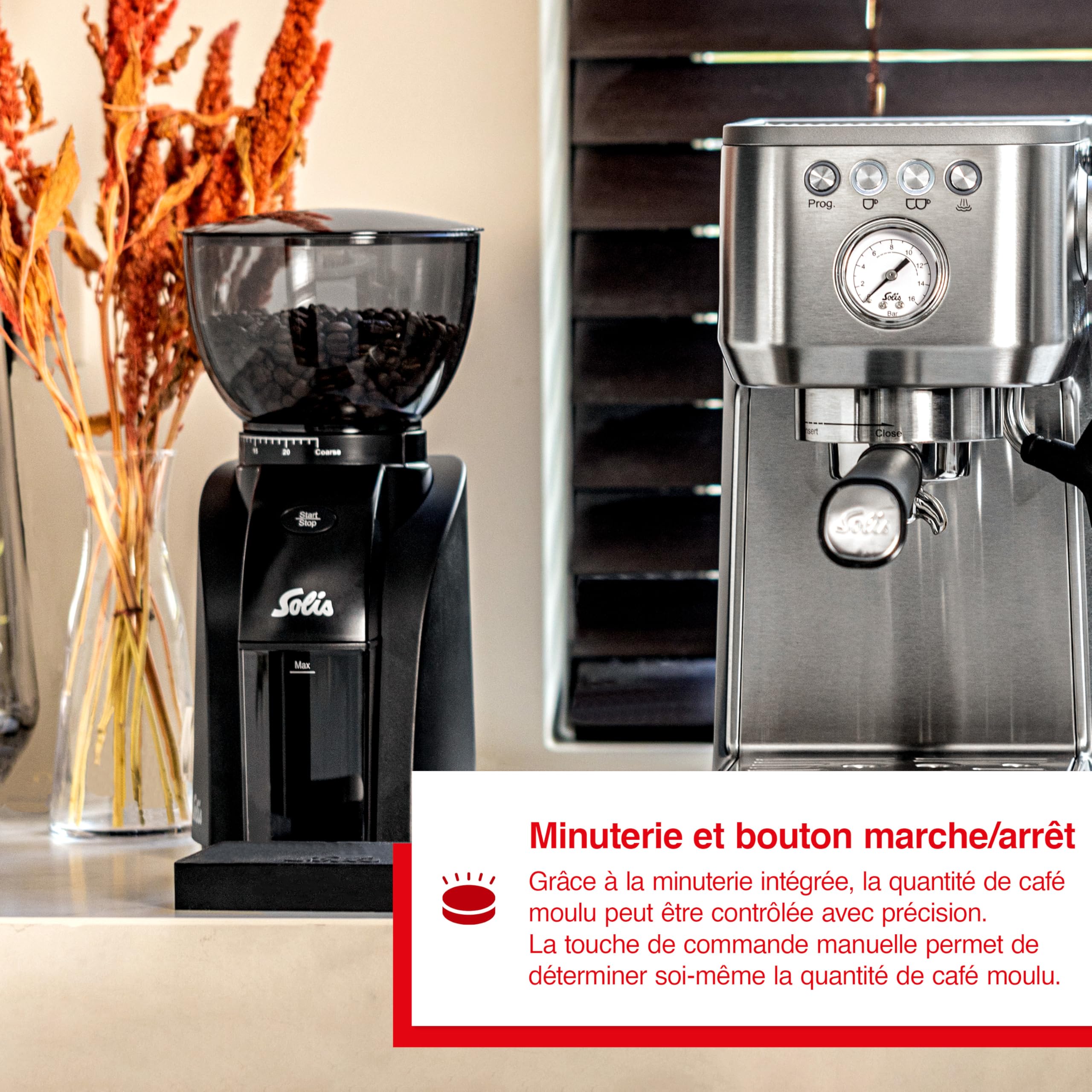Solis Scala Zero Static 1662 Moulin à Café - Grinder Electrique - 24 Réglages de Mouture - Protection Contre le Café Statique - Noir