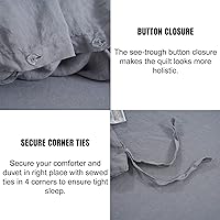 Vista 2 de S VICTORY SYMBOL - Juego de funda de edredón de lino 100% orgánico, 3 piezas, tamaño Queen, lino francés lavado natural, ropa de cama certificada