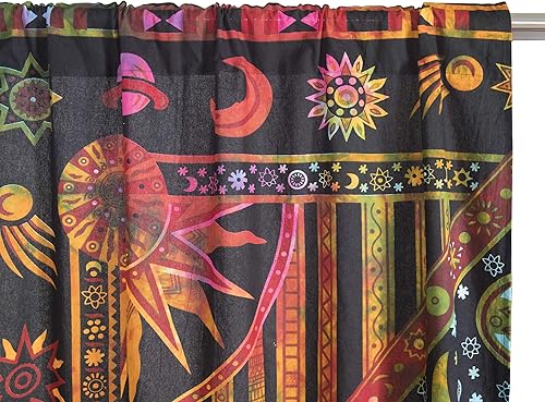 Miniatura 5 de Popular Handicrafts Juego de 2 paneles de 100 pulgadas de largo, diseño de mandala indio ardiente y hippie, teñido anudado gitano, bohemio, sol,